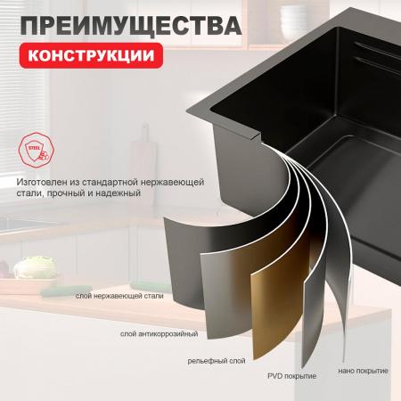 Кухонная мойка RAGLO R702.7246.09, графит