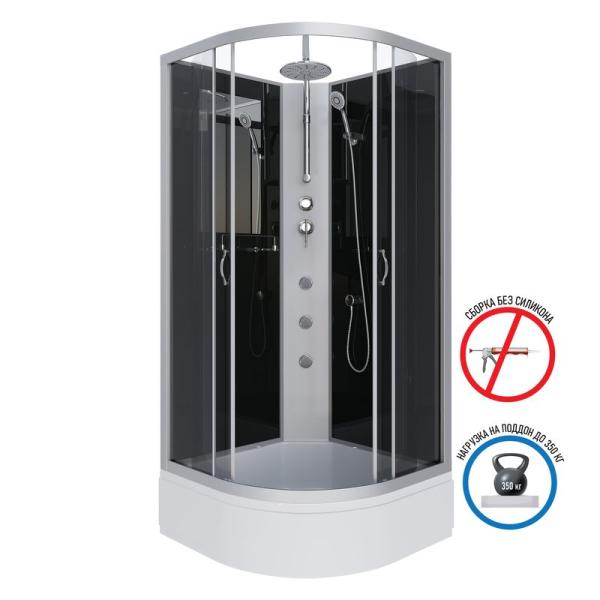 Душевая кабина Niagara NG-3502-14BKTG 1000х1000х2100-2400 средний поддон 26см стекло тонированное