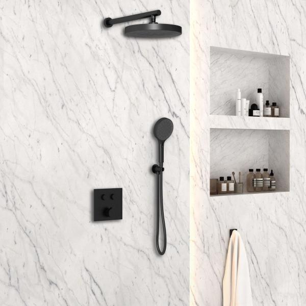 Душевой комплект Vincea Inspire VSFW-4I212RMB встраиваемый, двухрежимный, черный