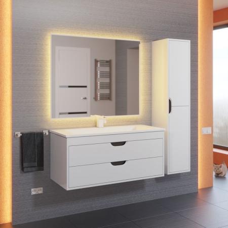 Тумба под раковину для ванной Uperwood Modul 100 см, подвесная, матовая, белая/графит