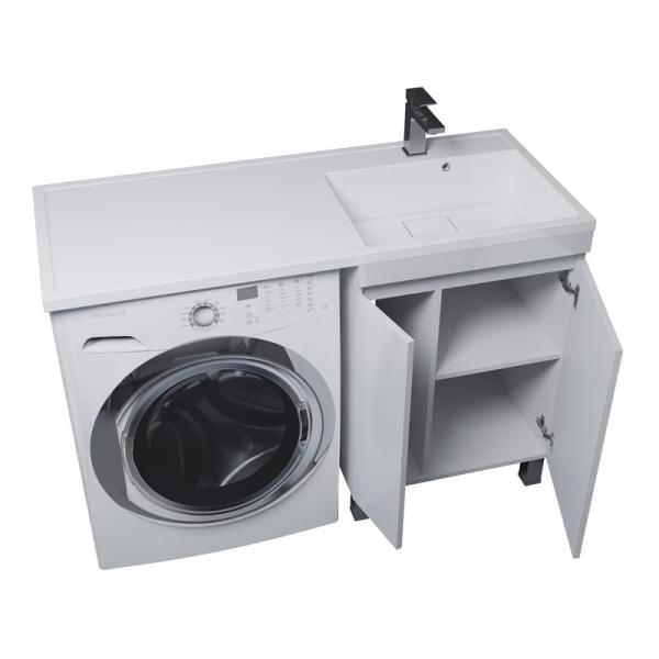 Тумба под стиральную машину Uperwood Magenta, 50 см, напольная, белая, с дверцами