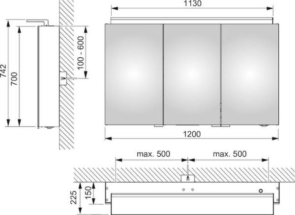 Зеркальный шкаф Keuco Royal L1 1200 x 742 x 150 mm 13605171301