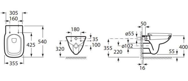 Унитаз (чаша) Roca Debba подвесная 346997000