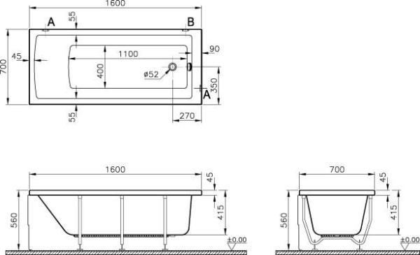 Ванна акриловая Vitra Neon 160х70 см 52520001000