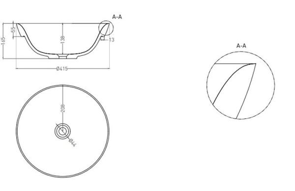 Раковина Salini MAREA 03 S-Stone покраска RAL матовая 42x42 1802203MF полувстраиваемая