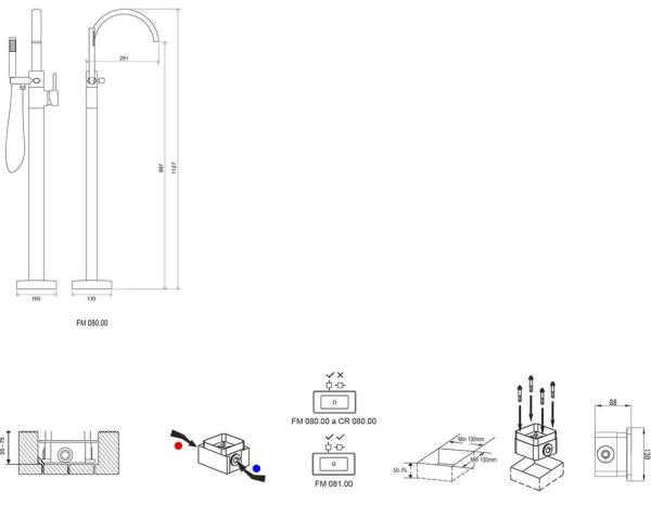Смеситель для ванны Ravak Freedom FM 080.00 напольный X070059