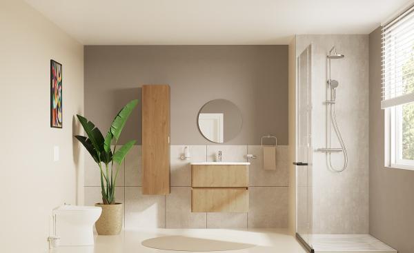 Тумба с раковиной  VitrA Mia Plus Round  69825 80 см золотой дуб ДСП