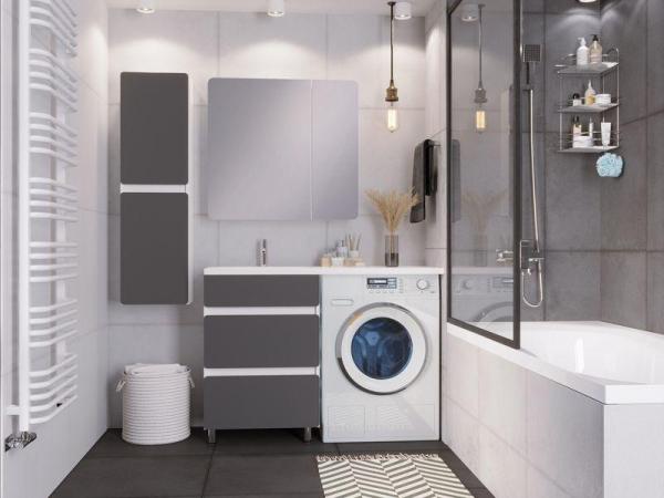 Тумба под стиральную машину Stella Polar Корделия 60, 2 ящ., ст/м., серая, Kamilla 120