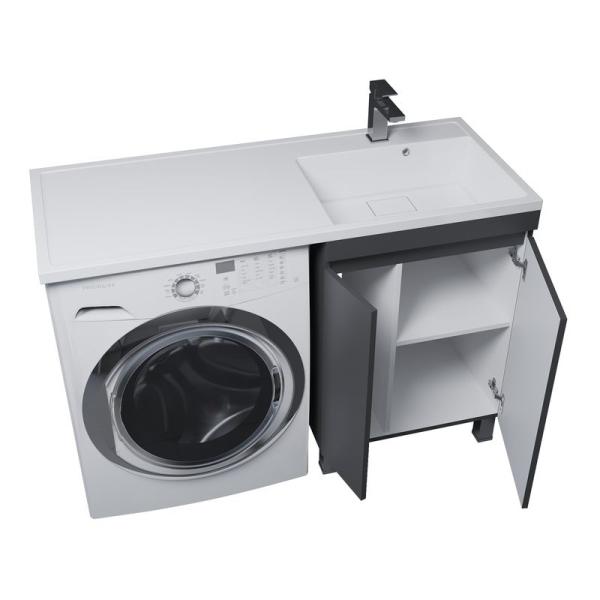 Тумба под стиральную машину Uperwood Magenta, 50 см, напольная, черная, с дверцами