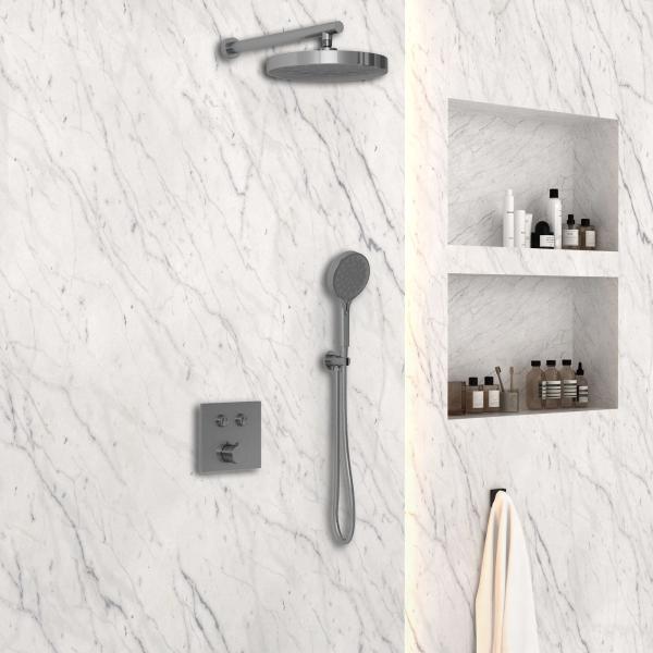 Душевой комплект Vincea Inspire VSFW-4I212GM встраиваемый, двухрежимный, вороненая сталь