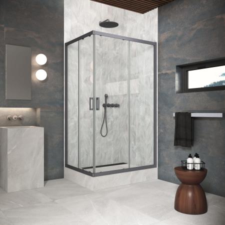 Душевой уголок Vegas-glass ZA-F Protec 120*100 06 01, профиль GunMetal, стекло прозрачное