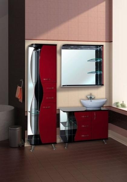 Тумба под раковину Bellezza Рио 90 R напольная с 3 ящ. красная/черная