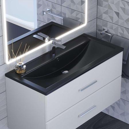 Раковина кварцевая Uperwood Foster Quartz 100 см, черная матовая, уголь