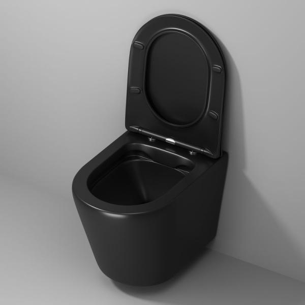 Унитаз Grossman GR-4478BMS Fly (520*360*350) ЧЕРНЫЙ МАТОВЫЙ подвесной Безободковый с тонкой крышкой