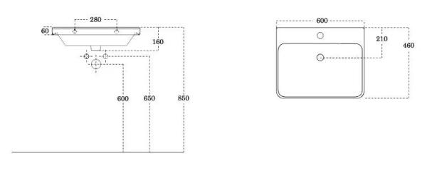 Раковина для тумбы Sanovit Luxury 60 11060-KL