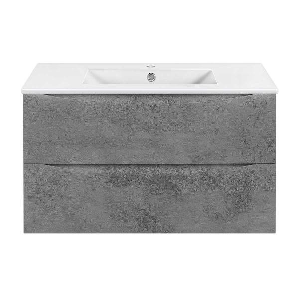 Тумба под раковину Vincea Mia Slim 900 подвесная, 2 выкатных ящика soft close, Beton