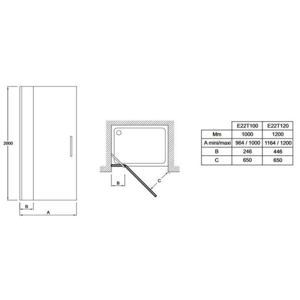 Душевая дверь Jacob Delafon CONTRA E22T100-GA 100 см