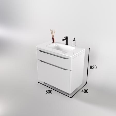 Тумба напольная Style Line Марелла 80 (2 ящ.) Люкс антискрейтч белый матовый, PLUS