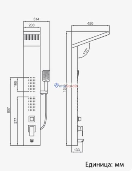 Душевая панель Frap F24005-8 белый хром для ванны