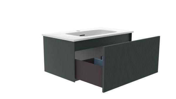 Тумба под раковину LA FENICE TERRA Grigio серая 80 FNC-01-TER-G-80 серый матовый зелёный матовый