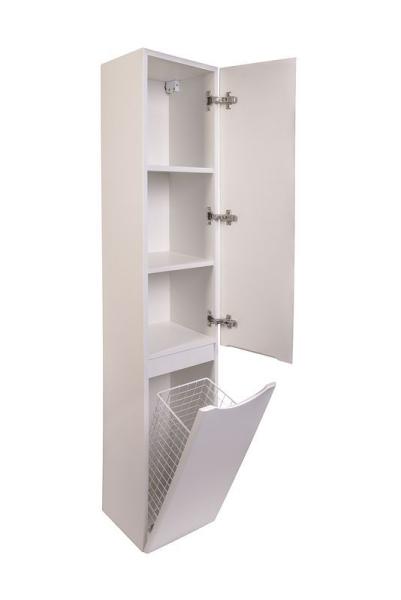 Шкаф пенал для ванной Style line El Fante подвесной Бергамо R с корзиной, Люкс антискрейтч белый, PLUS