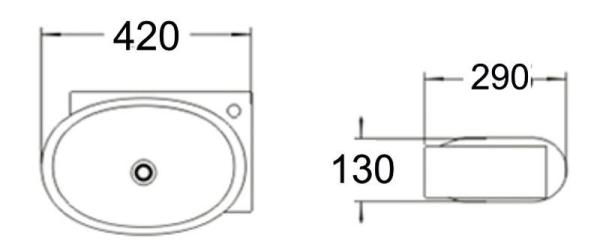 Раковина SantiLine SL-2022L 42x29 подвесная керамическая Белый