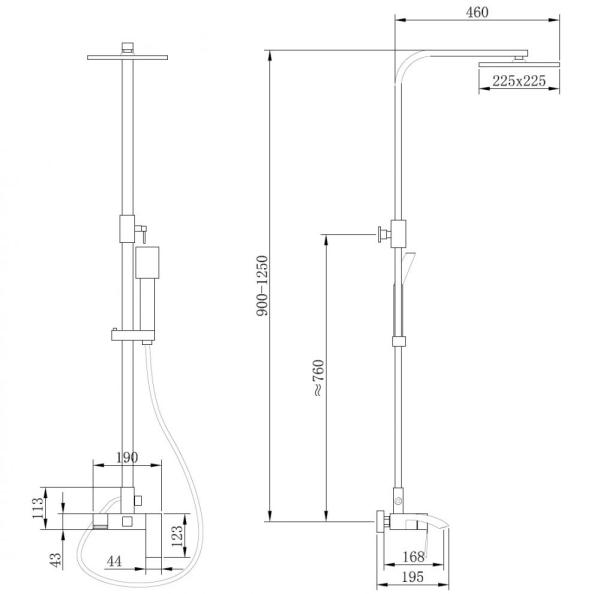Душевая система ABBER Wasserfall AF8616 с изливом, хром