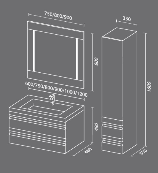 Пенал SANVIT Тема 35 подвесная Белый