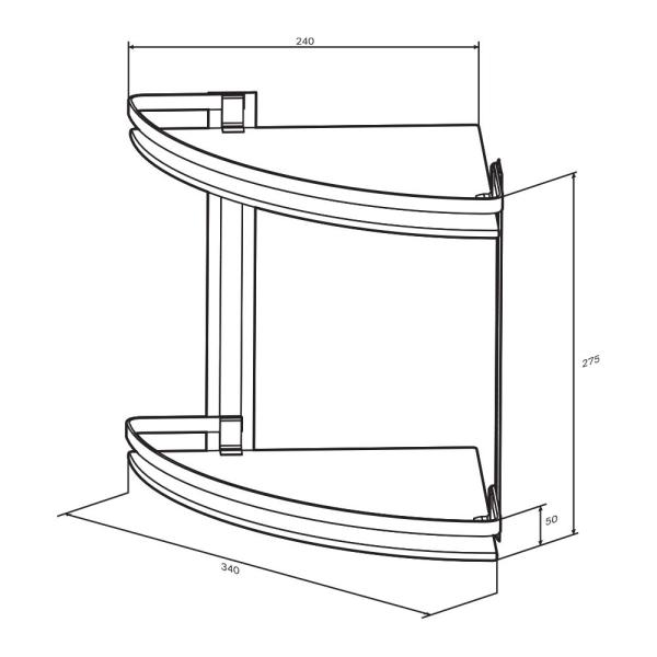 Стеклянная полка, угловая AM.PM Sense L A7456200 серебристый 34 см