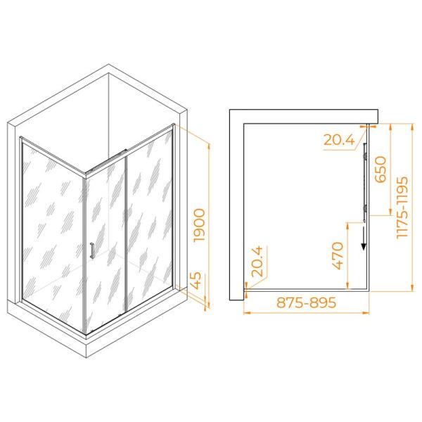 Душевой уголок RGW PA-245B Passage 120x90 Черный матовый прозрачное