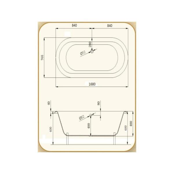 Ванна Magliezza Patricia-DO-168 168х77 см чугунная ножки золото