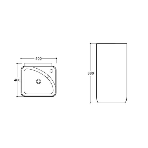 Раковина Vincea VBS-2P202, 500*460*880, напольная, цвет белый фарфор