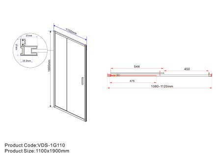 Душевая дверь Vincea Garda VDS-1G110CLB, 1100, черный, стекло прозрачное