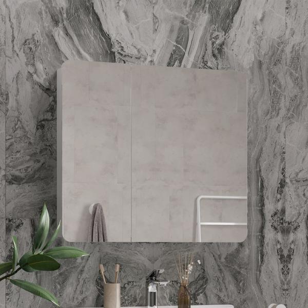 Шкаф зеркальный Volna 80 белый глянец