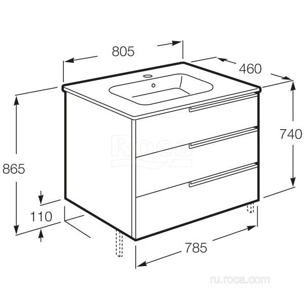 Тумба под раковину Roca Victoria Nord Ice Edition 80 3 ящика ZRU9302835