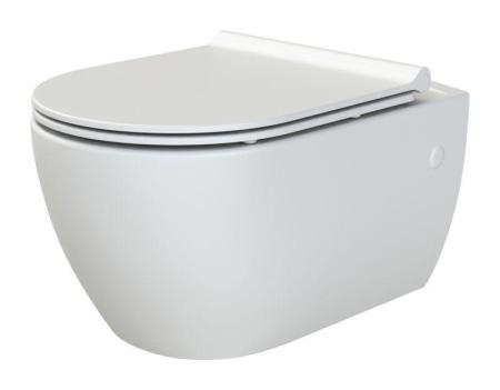 Унитаз подвесной безободковый Boheme Bianco 963 Белый матовый с крышкой ультра слим и микролифтом