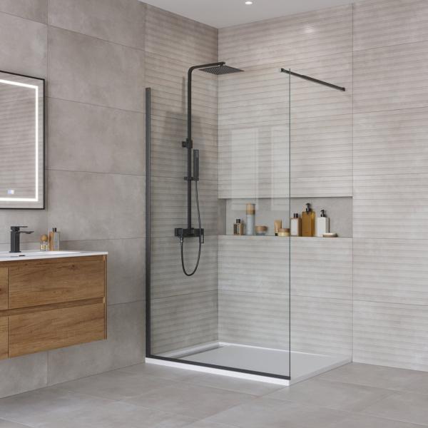 Душевая перегородка BelBagno KRAFT 110 прозрачное стекло 6 мм профиль хром KRAFT-L-1-110-C-Cr