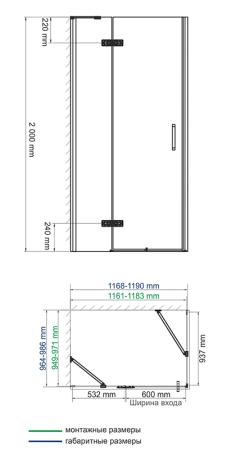 Душевой уголок WasserKraft Aller 10H10LBLACK 120x100 см, прямоугольник, левая распашная дверь