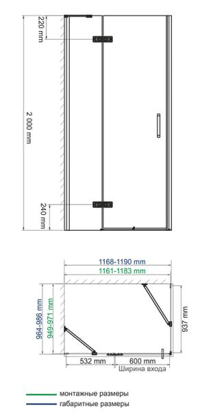 Душевой уголок WasserKraft Aller 10H10LBLACK 120x100 см, прямоугольник, левая распашная дверь