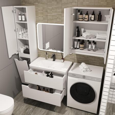 Тумба подвесная Style Line Марелла 80 (2 ящ.) Люкс антискрейтч белый матовый, PLUS