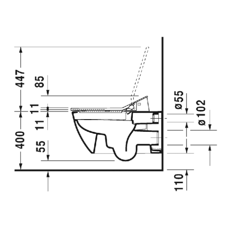 Duravit Happy D.2 SensoWash Унитаз подвесной 62х36.5см., с креплениями, безободковый, с HygieneGlaze, цвет: белый