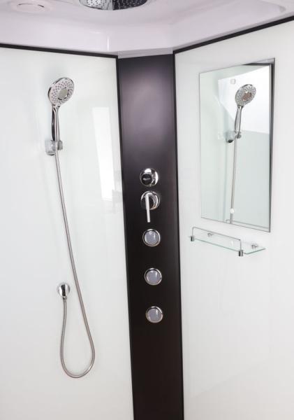 Душевая кабина Niagara NG-6709-14G 1000х1000х2150 высокий поддон 45см стекло прозрачное черные профиля