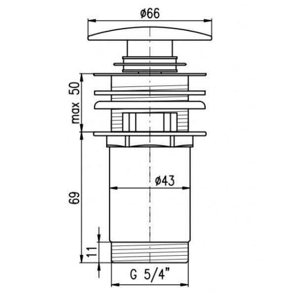 Rav Slezak MD0484 Донный клапан для умывальника CLICK-CLAK 5/4" большая крышка, металл хром