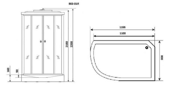 Душевая кабина Niagara Ultra NG-903-01R (1200х800х2200) низкий поддон(16см) стекло ТОНИРОВАННОЕ