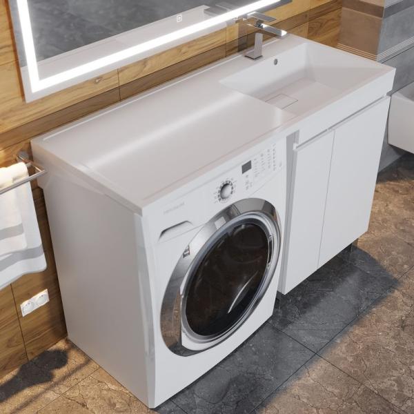 Тумба под стиральную машину Uperwood Magenta, 50 см, напольная, белая, с дверцами
