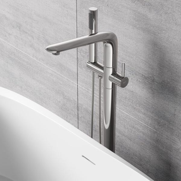 Смеситель напольный NT BAGNO NT48031 LONGI для ванны никель матовый