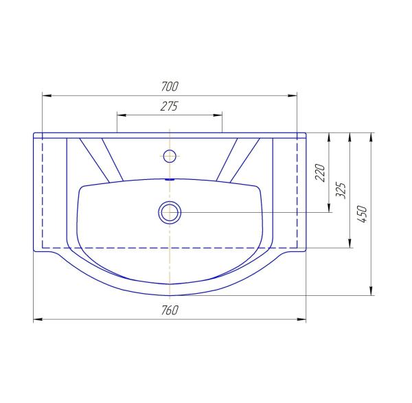 Раковина Kirovit Элеганс 75 см подвесная