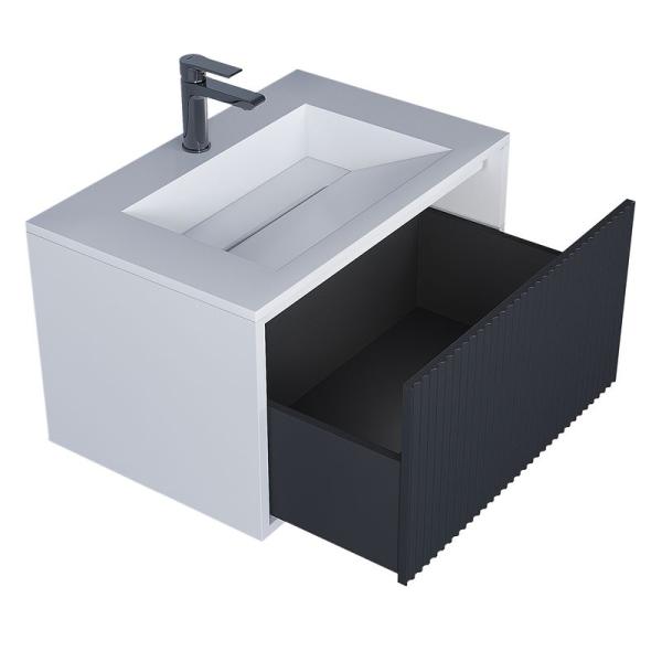 Тумба под раковину Uperwood Next Premium подвесная, 70 см, белая/графит, 1 ящик