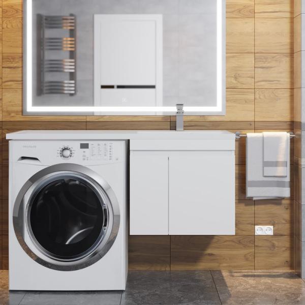 Тумба под стиральную машину Uperwood Magenta, 60 см, подвесная, белая, с дверцами