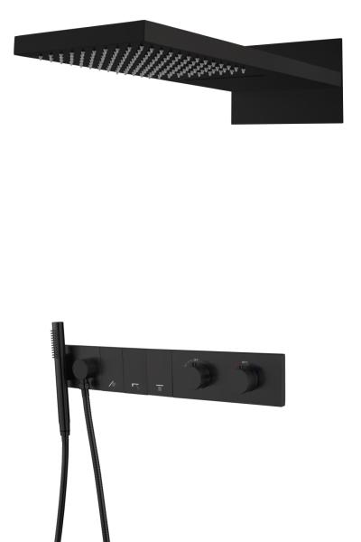 Встроенная душевая система Boheme ZODIAC с термостатом, трехпозиционная Black 133-B